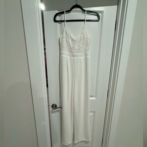 Lulus Timeless Romance White Lace Wide-Leg Jumpsuit